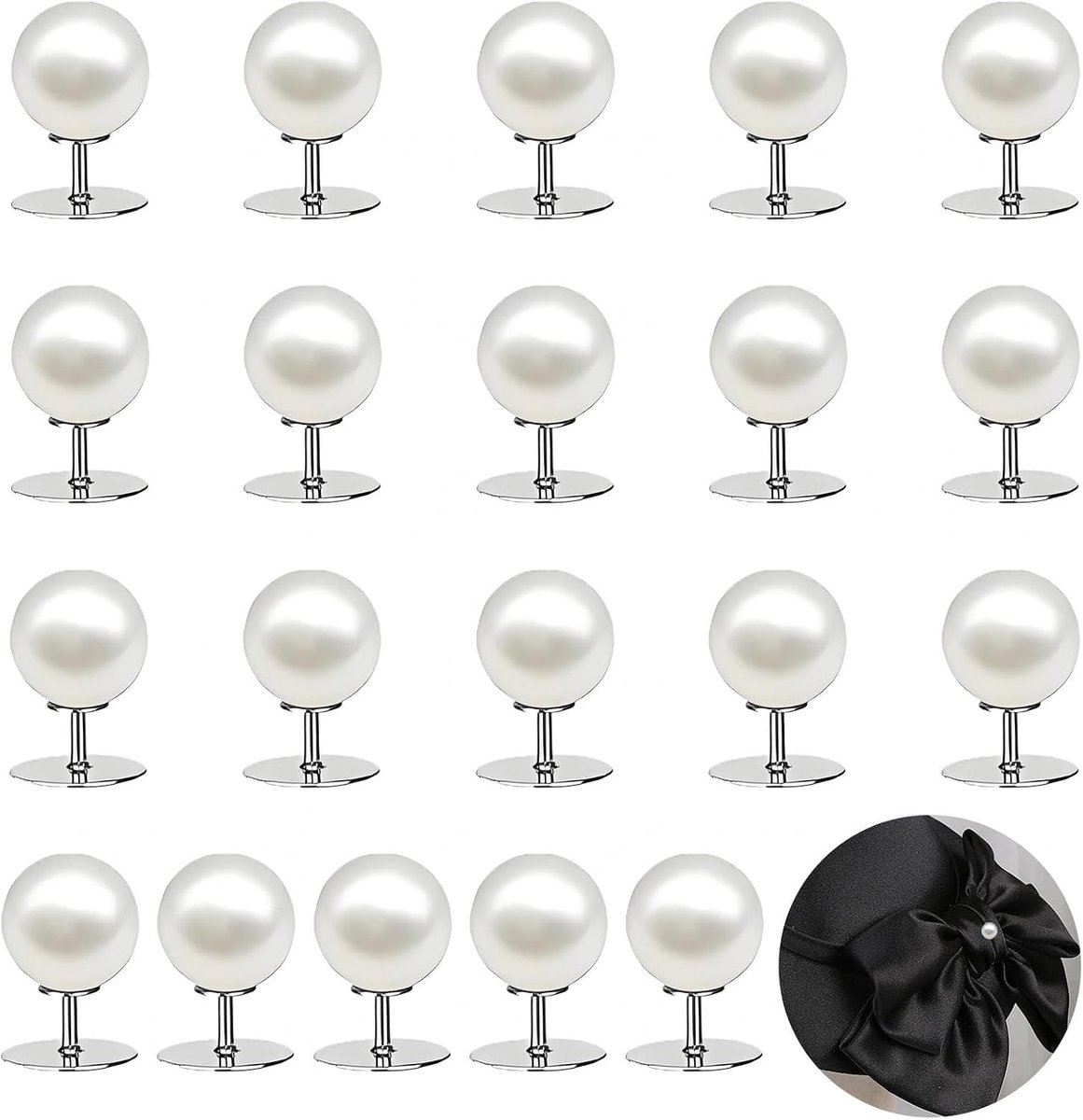Knopen, 20 stuks, 12 mm, broches voor dames, parels, knopen voor kleding zonder naaien, broche, uitsnijding, verkleinen, voor damesoverhemden en bruidsjurken (wit)