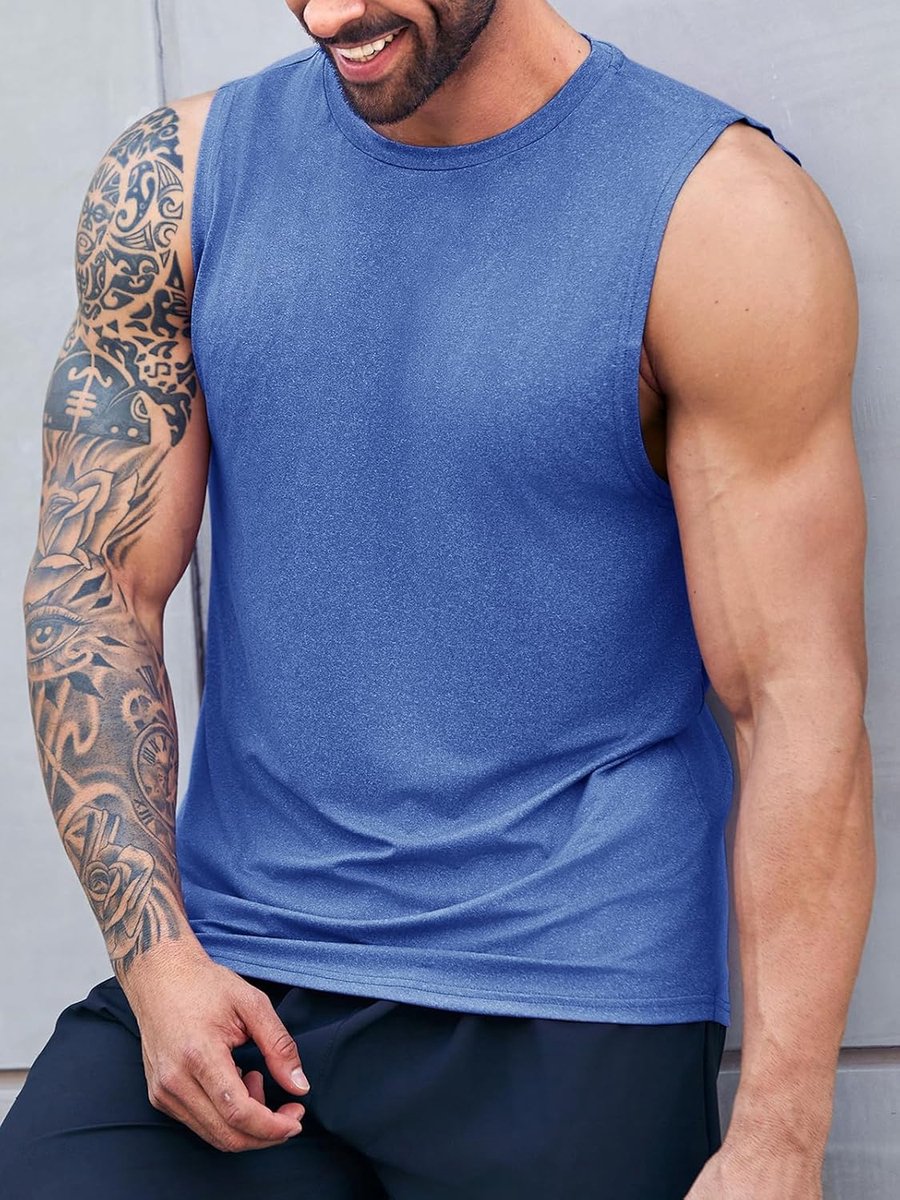 Tanktop voor heren, mouwloos spiershirt, gym, sport, onderhemd mannen, ronde hals, T-shirt, fitness, T-shirt voor mannen