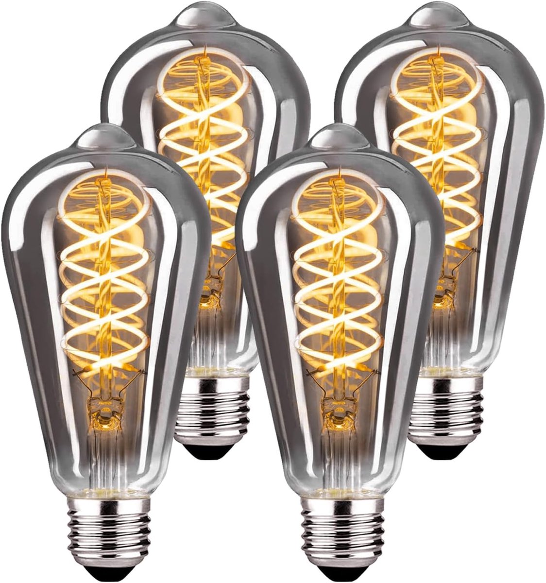 Led Lamp Dimbaar Gloeilamp E27 Vintage Warm Wit ST64 4W Edison Led Gloeilamp Ideaal Voor Decoratieve Nostalgie En Retro Verlichting, Grijs-4 stuk(YHS6PBT1)
