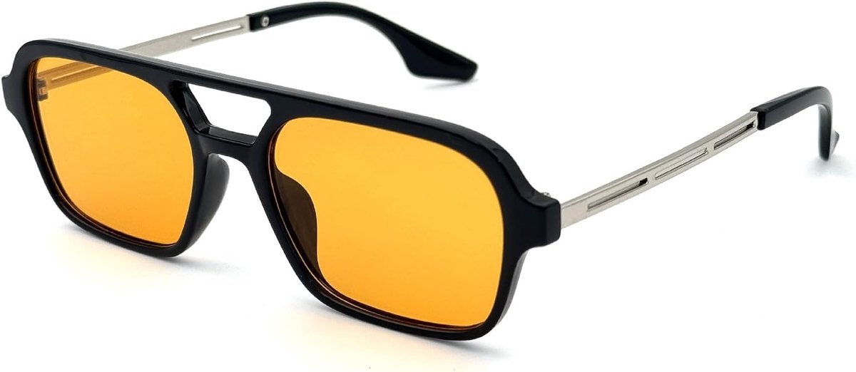 Vintage vierkante zonnebril voor dames en heren, metalen design, uv-bescherming