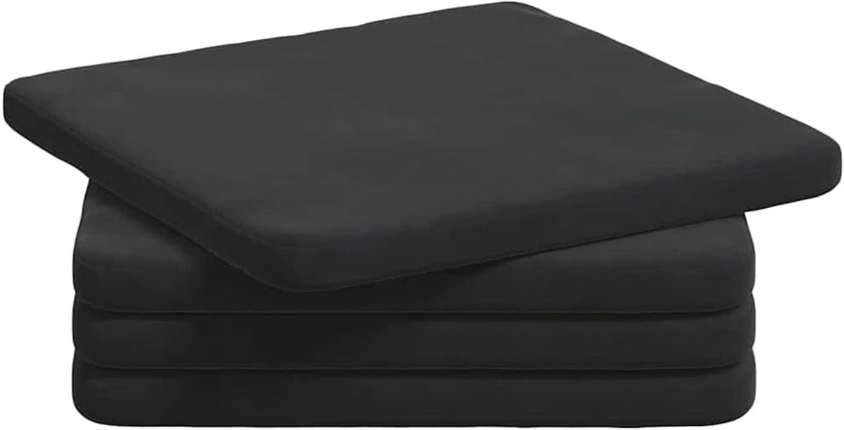 Zitkussens, 4 stuks, zwart, 40 x 40 x 3 cm, zacht zitkussen voor stoelen met afneembare hoezen en ritssluiting, ergonomische schuimvulling voor woonkamer, eetkamer