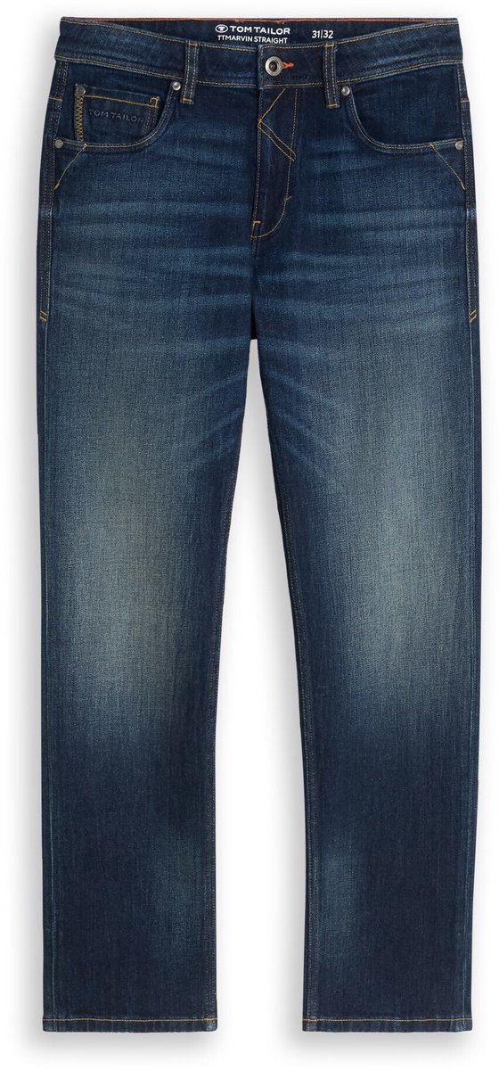Tom Tailor - TTMARVIN STRAIGHT-jeans met stretch - Maat 34/36 - heavy used dark blue denim
