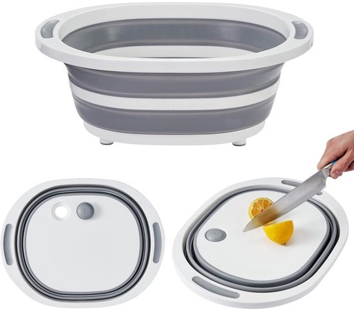 Inklapbare Afwasbakje & Snijplank - Camping Keuken Hulpmiddel met Afvoerstop, Geschikt als Wasbak Emmer of Mandje, BRAMBLE