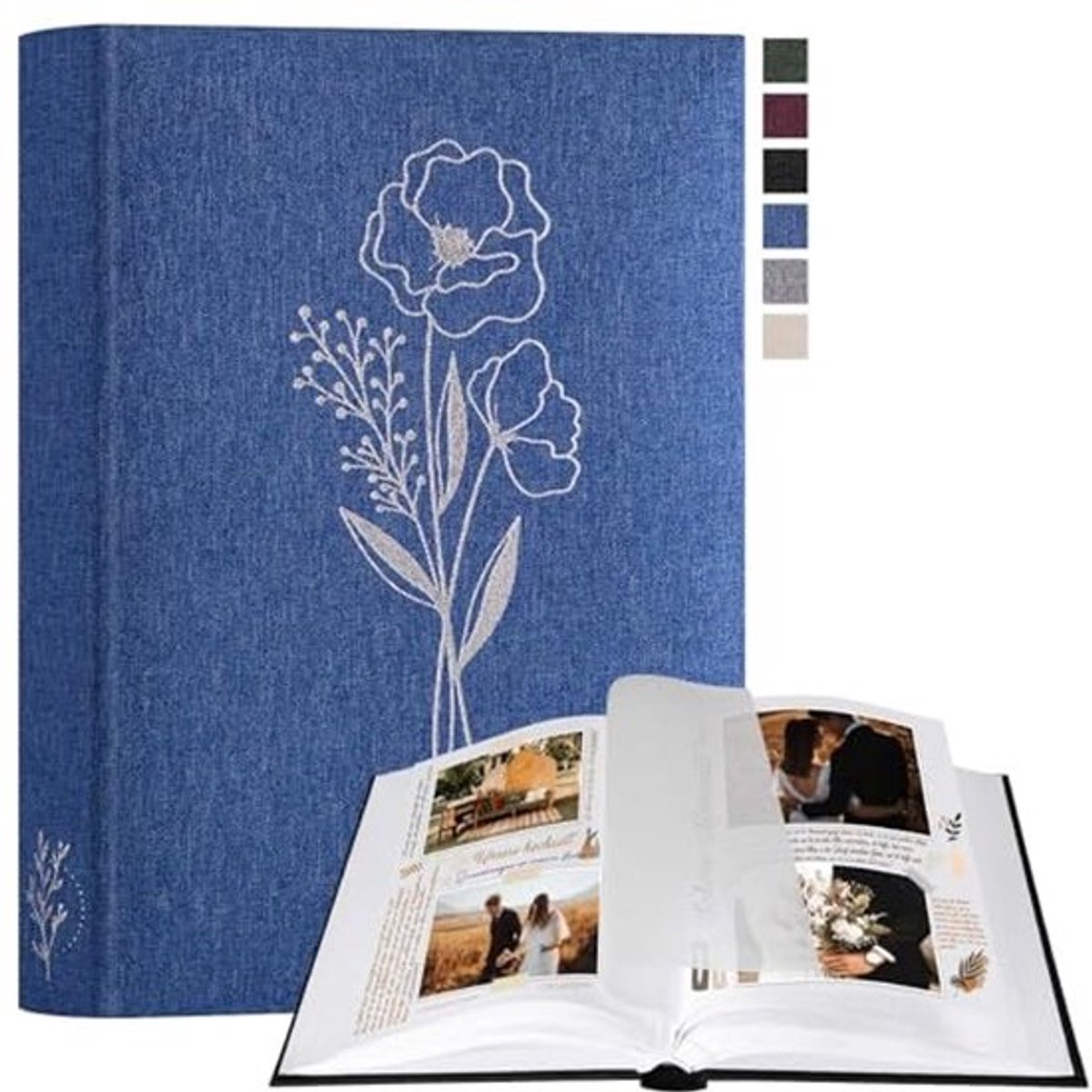 Klein Fotoalbum voor Scrapbooking met 60 Witte Pagina's en Cellofaanscheiders - Ideaal voor 9x13 cm, 10x15 cm en 13x18 cm Foto's (Blauw, 19x27 cm)