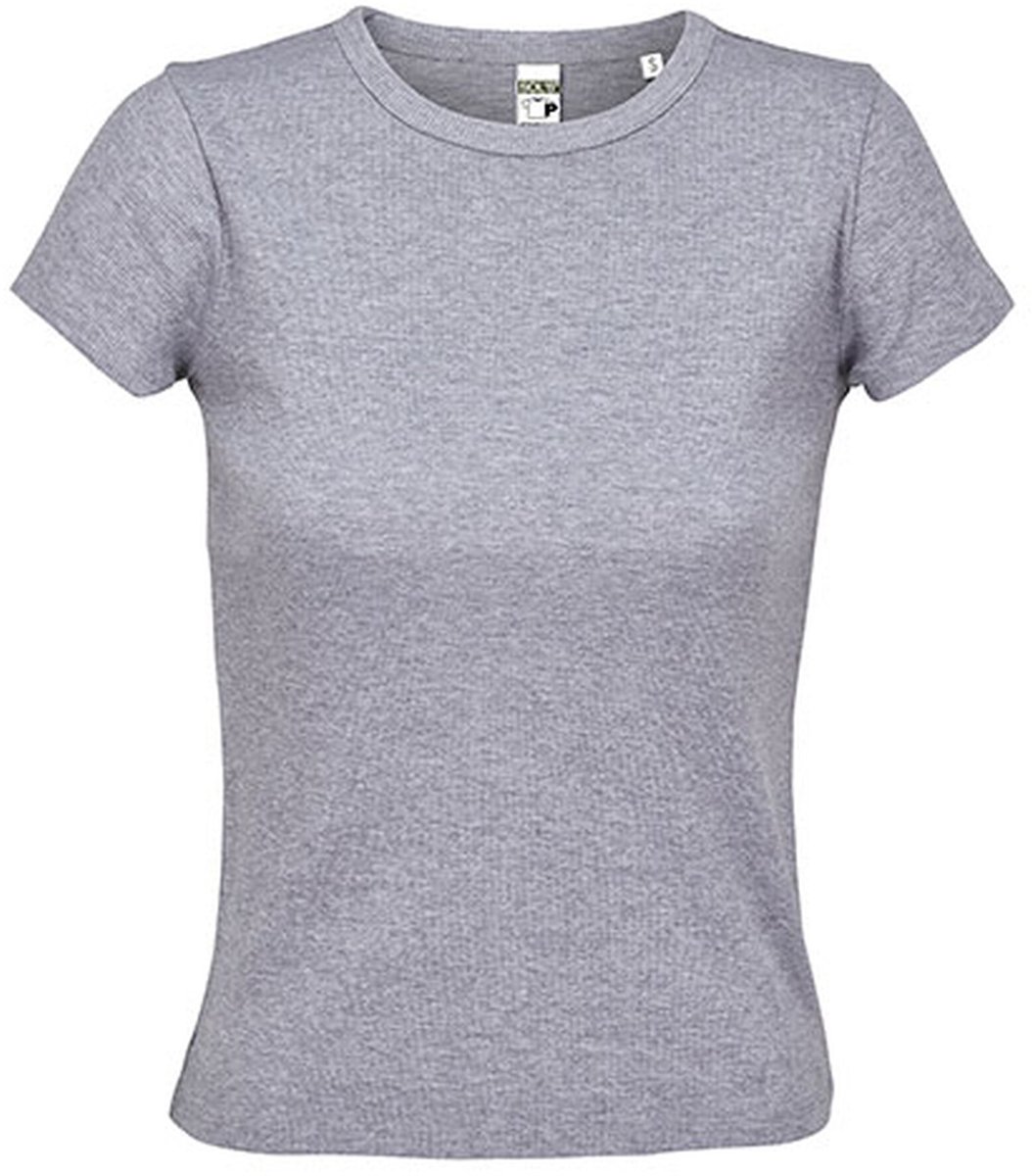 SOL'S Women´s Ribbed T-Shirt Sara L04814 - Light Grey Melange - S