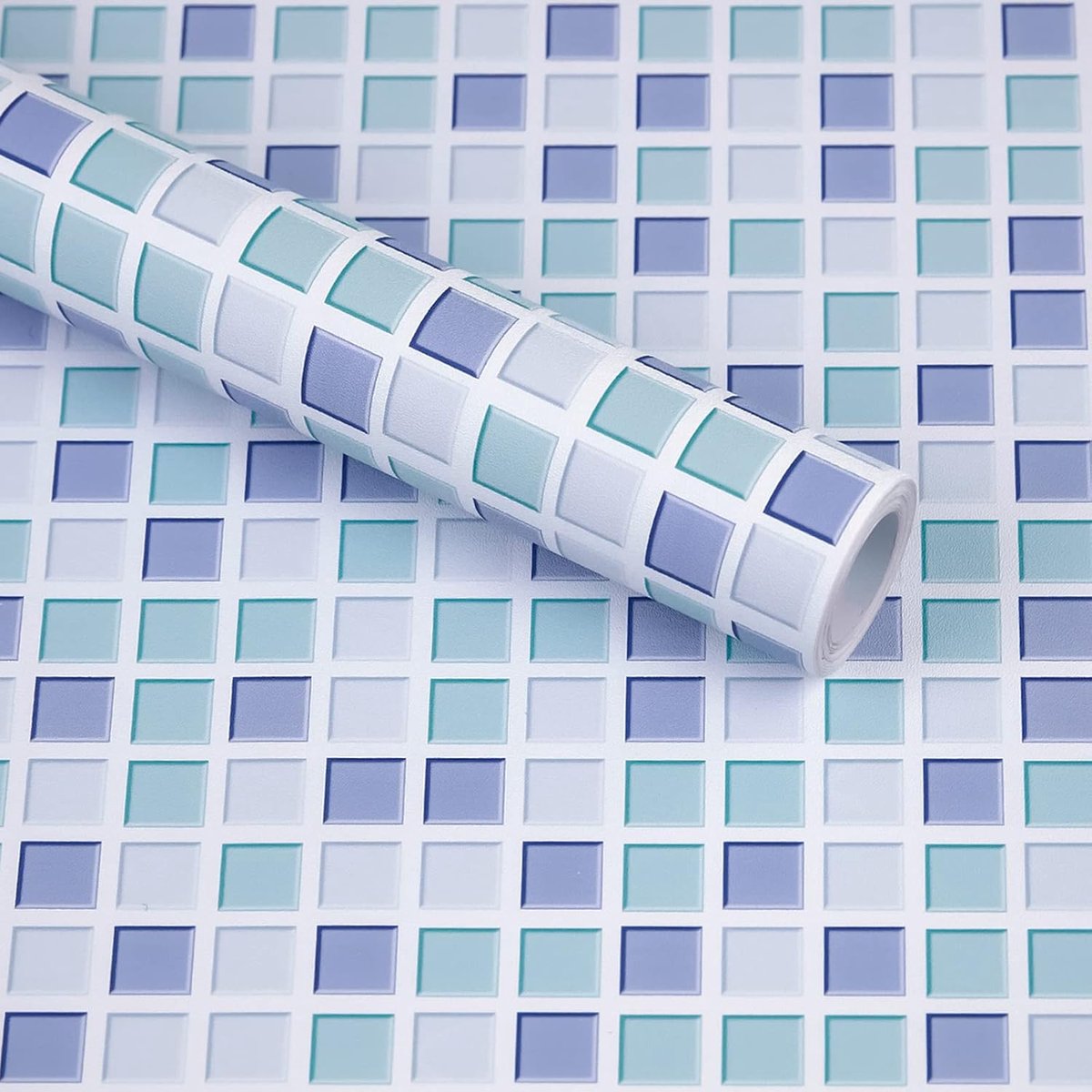 Mozaïek kleeffolie blauw 40 x 300 cm folie tegels zelfklevend tegelstickers voor keuken badkamer muur decoratiefolie