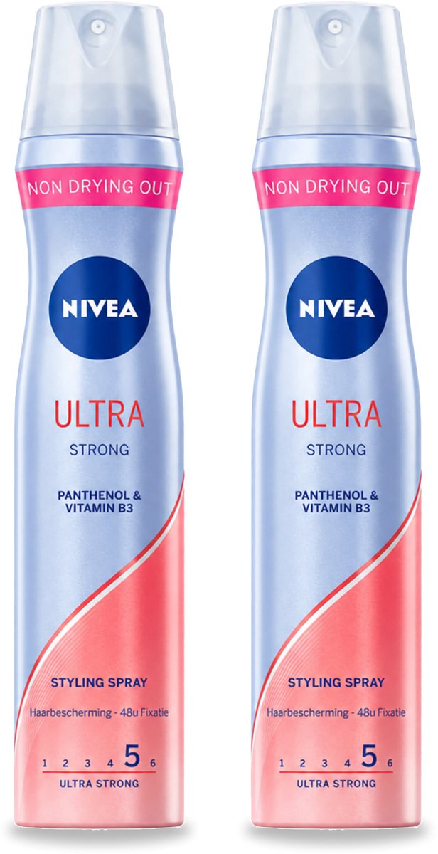 2 x Nivea - Haarspray - Ultra Strong - 250 ml - Voordeelverpakking - 2 stuks