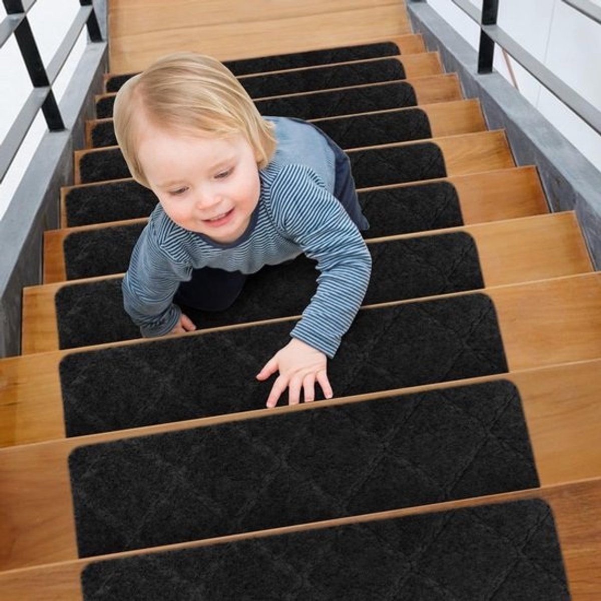 Set van 15 antislip trapmatten 55 x 19 cm, zelfklevende trapkleden voor houten treden