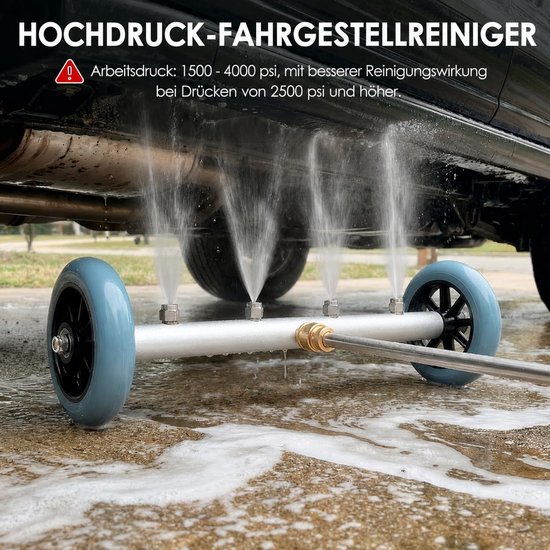 Hogedrukreiniger ondervloerreiniger (38cm) | Auto chassis wastafels met 4 sproeiers & wielen | Incl. gebogen en rechte verlenglans | Voor auto's & SUV (1500-4000 PSI) — afbeelding 5