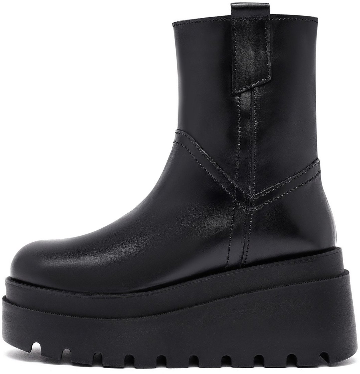 DERIMOD Platfrom Ankle Boots Leather Platform Ankle Boots