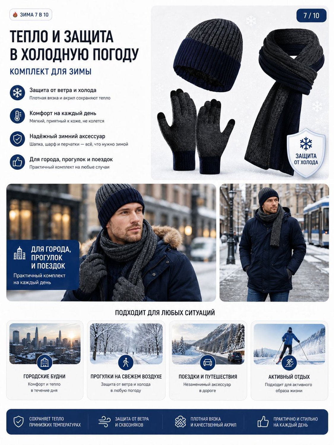 Grijze alpaca wollen muts, sjaal en handschoenen driedelige set, warme en winddichte gebreide set voor touchscreengebruik. — cadeau in Mode & Accessoires - foto 3
