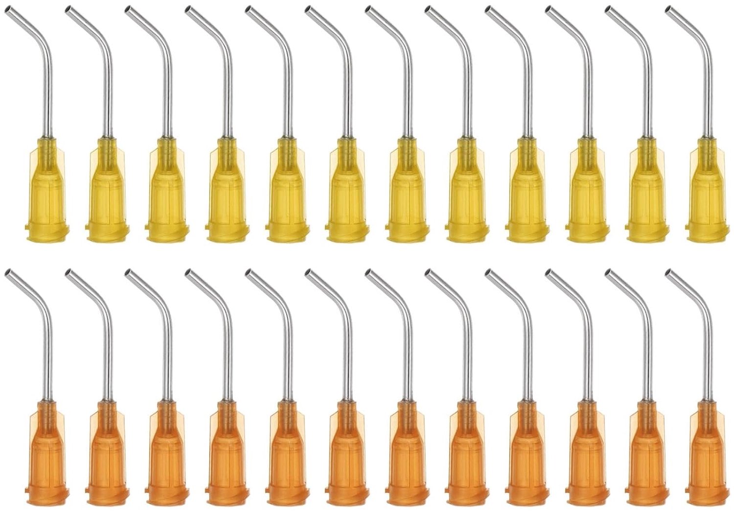 Dispensernaalden 24 stuks 15 G 17 G - 45 graden gebogen punt - 2,5 cm schuine punt - ideaal voor olie of lijm applicatie - Vemera