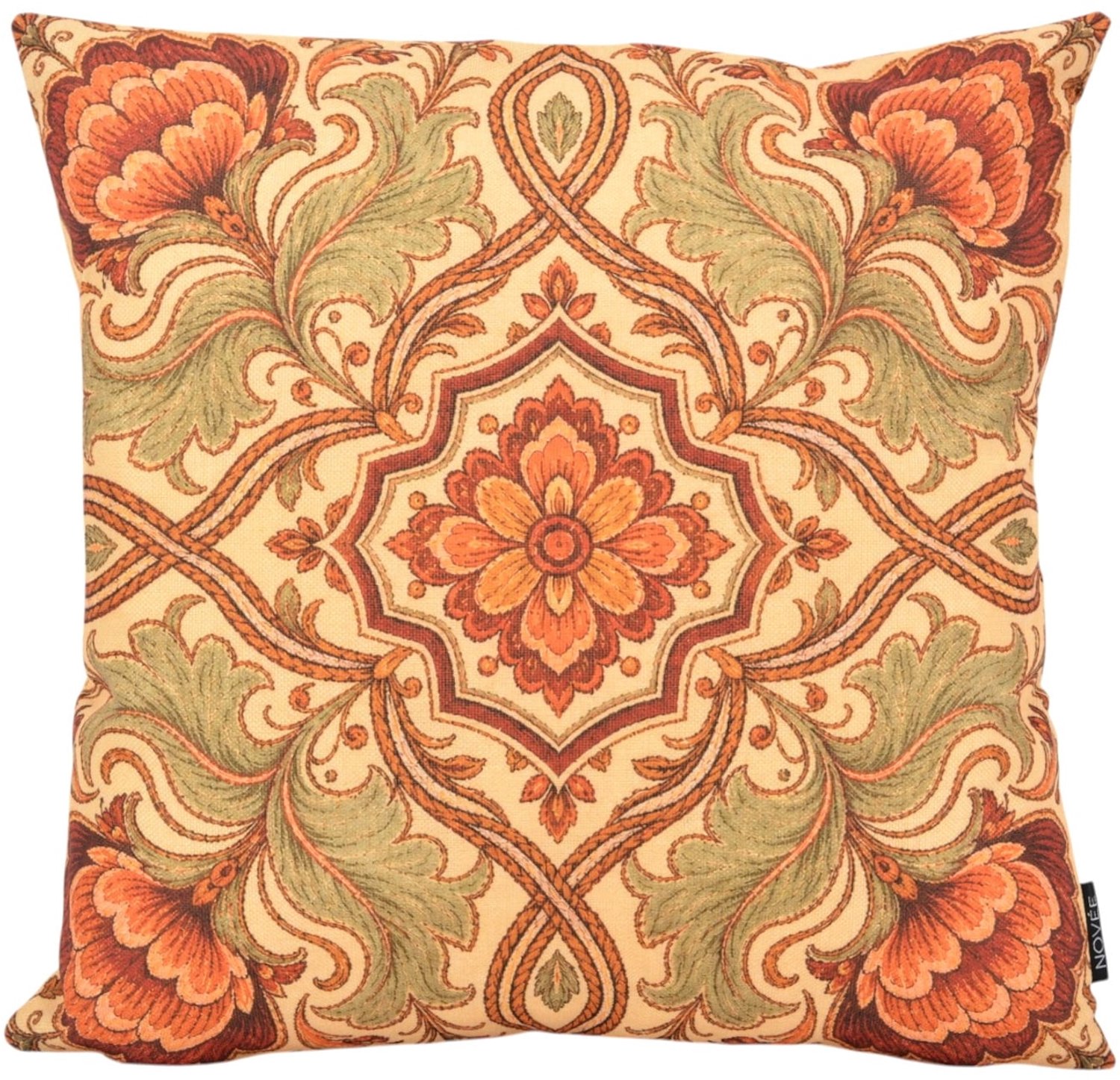 NOVÉE Folk Flower Kussenhoes | 45x45 cm | Katoen/Linnen terra