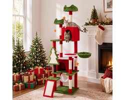 COSTWAY Krabpaal Kerstmis, kattenboom groot, 191 cm, XXL, groen + rood