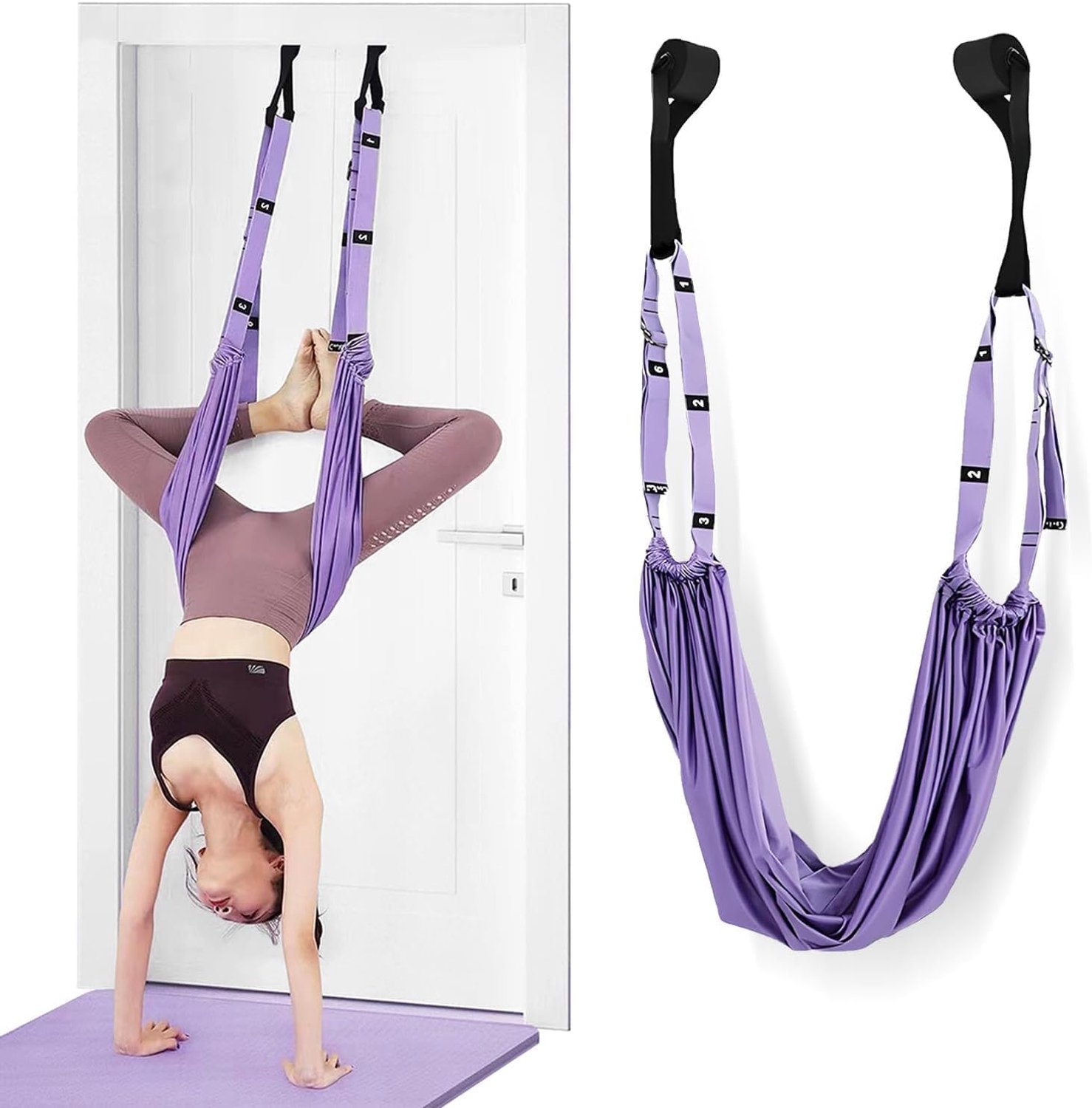 1 Stuk - Yogariem / Yogarekband - Verstelbare yogariem - Elastische rekband - Oefenband - Verbetert de flexibiliteit - Geschikt voor yoga, ballet, pilates, gymnastiek en flexibiliteitstraining - Paars