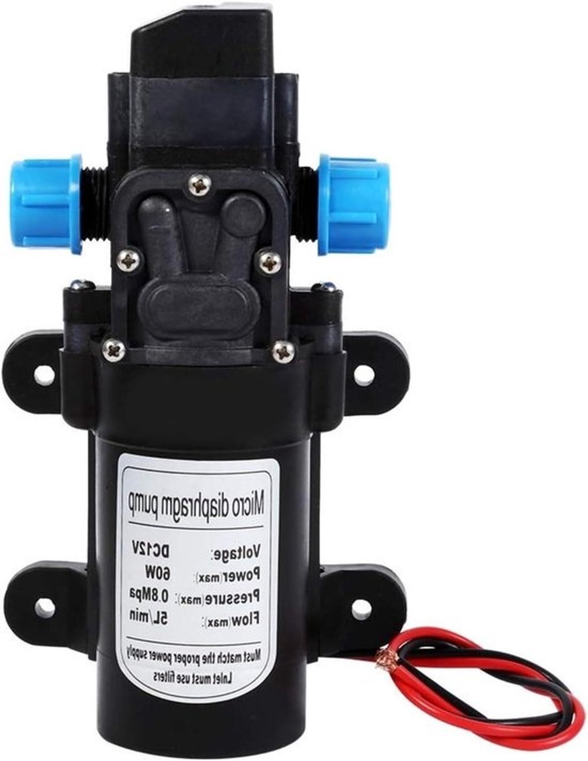12V-waterpomp - Pomp die automatisch werkt - Water verplaatsen - Voorzien van een drukschakelaar - 5 L/min - Zwart
