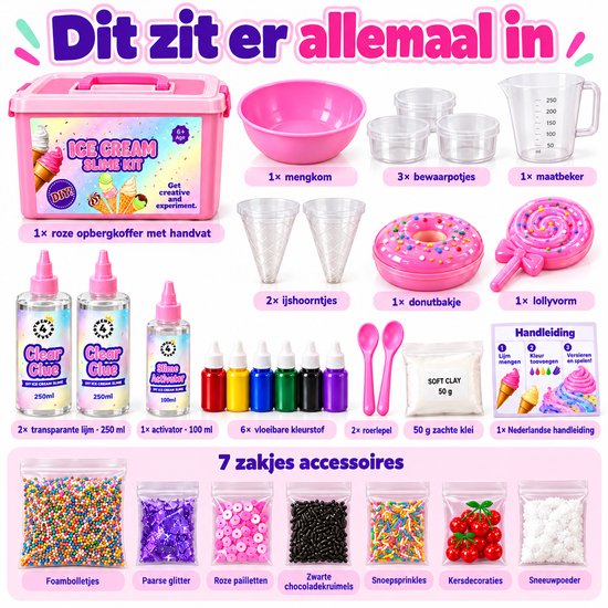 Twenty4seven® Slijm Maken Pakket - Ijssalon Slime Kit - Knutselset & Knutselpakket - Knutselen voor Meisjes en Jongens vanaf 6 Jaar - Sinterklaas Cadeau en Kerstcadeau — cadeau in Spellen & Speelgoed - foto 7