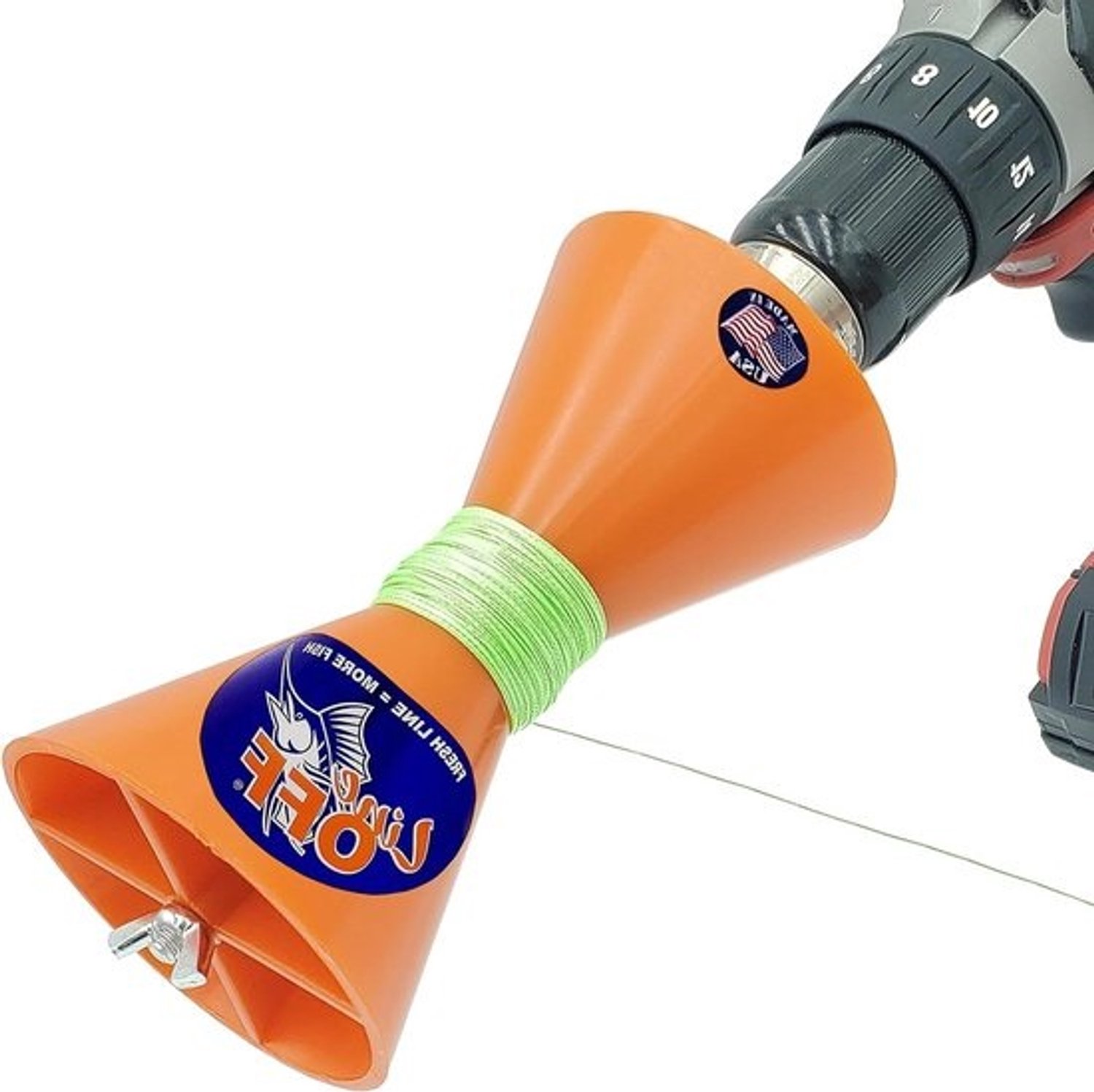 Vislijnstripper - Lijnverwijderaar en wikkelaar - Vislijn snel verwijderen - Voor elke molen - Compact ontwerp - Oranje