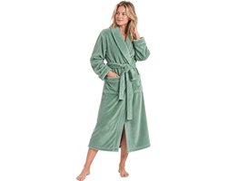 Badjas dames LingaDore - zacht fleece - damesbadjas mintgroen - maat L/XL