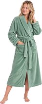 Badjas femme LingaDore - polaire douce - peignoir femme vert menthe - taille L/XL