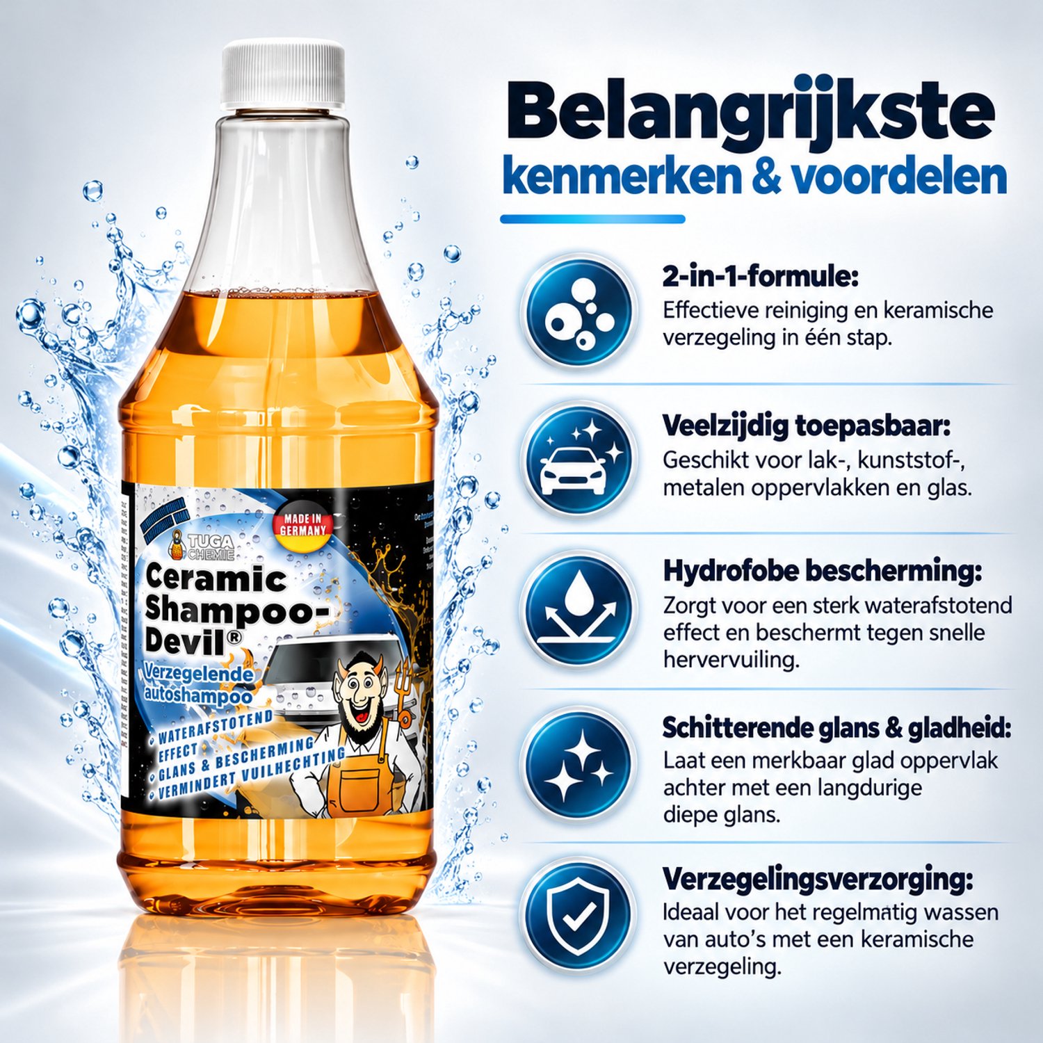 Tuga Chemie Ceramic-Shampoo-Teufel - Autowasshampoo - Oranje - 1000ml