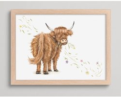 Laptray - Schoottafel - Schootkussen - Laptoptafel - Dienblad met kussen Schotse hooglander kijkt om 44x34x6 cm met Pepermuntdoosje