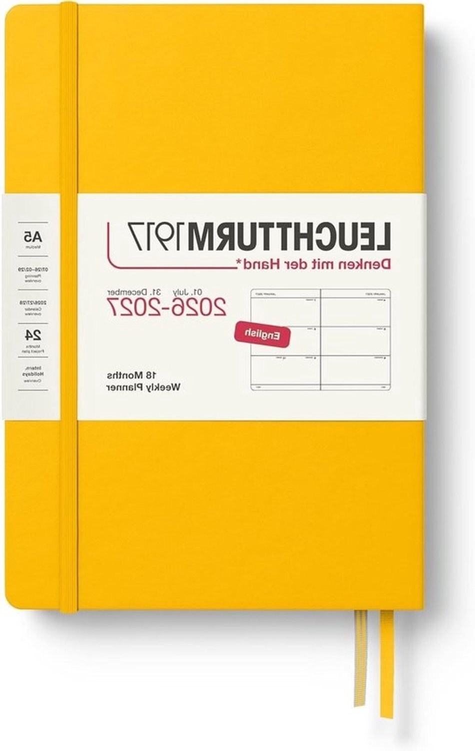 Weekkalender A5 - Planner 2027 agenda - Weekplanning - 1 week per dubbele pagina - 145 x 210 mm