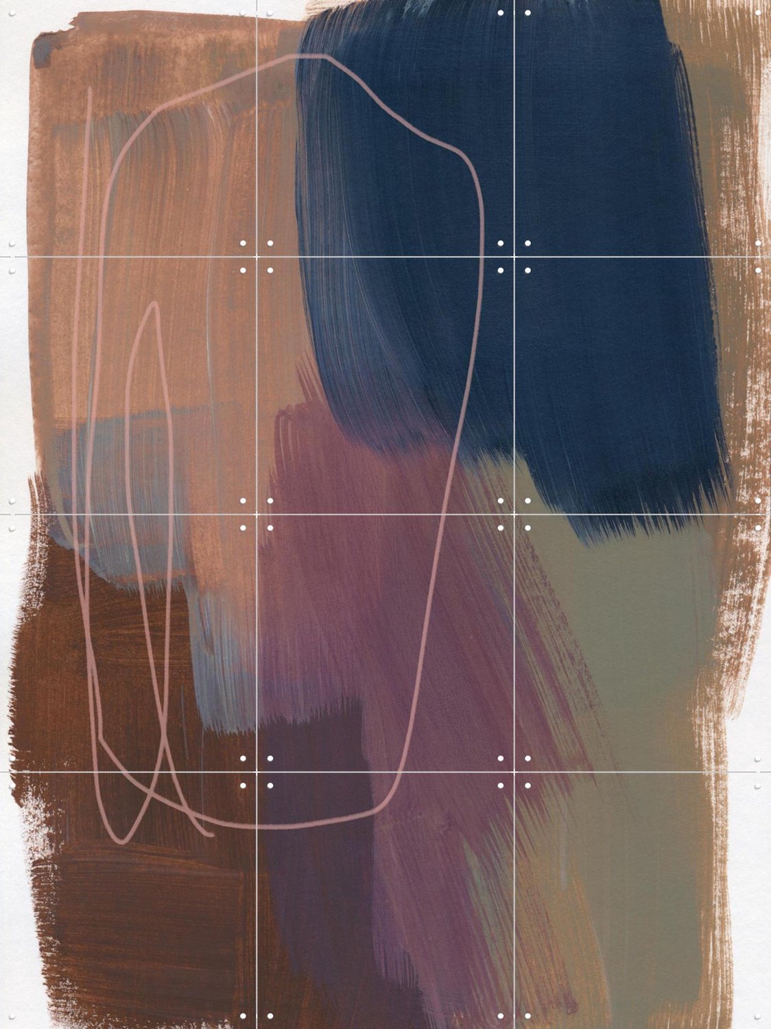 IXXI Abstract Brush Strokes 155, Mareike Böhmer - 60 x 80 cm - Grote wanddecoratie en posters - Kwaststreken, Abstract, Woonkamer, Studeerkamer, Gang Bruin