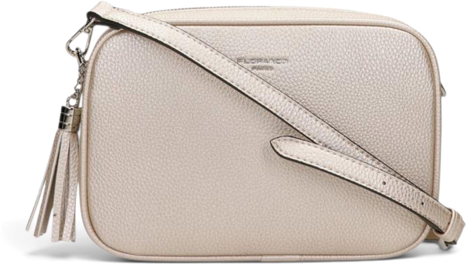 Flora&Co - KAEL - zacht generfd imitatieleer - crossbody handtas dames- 2 vakken met rits - lange instelbare riem - ivore