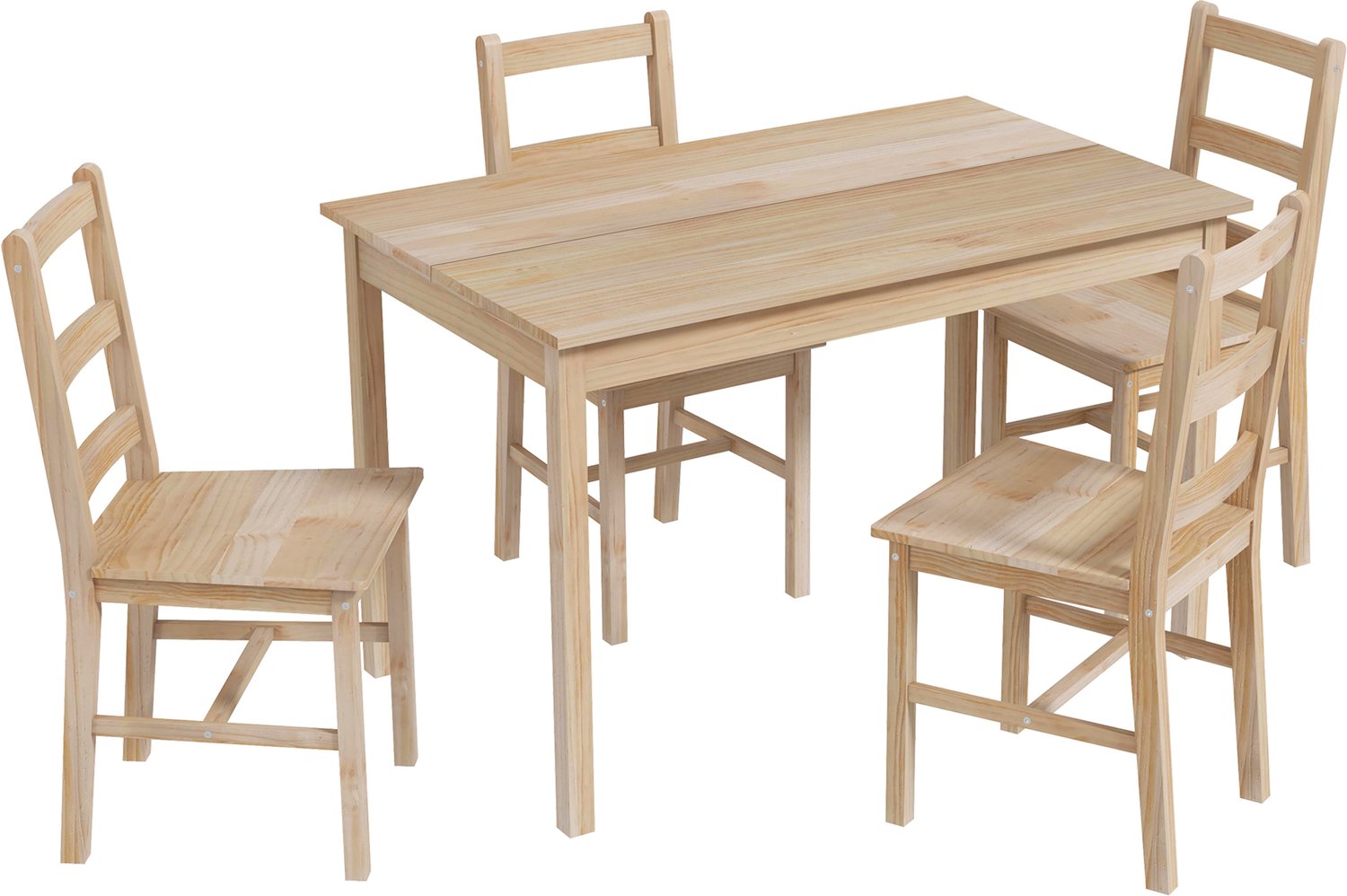 Homona 5-delige eethoek - 118 x 73 x 75 cm - Massief hout - Natur Bruin