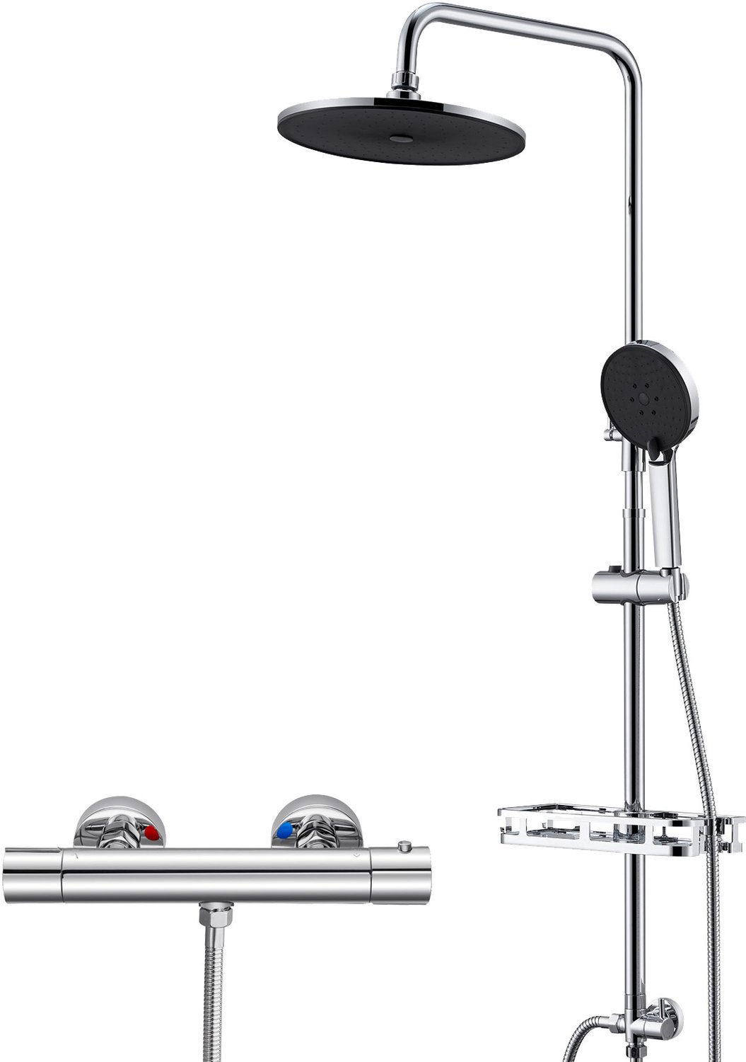 Auralum Max Regendouche RVS - Ø 25 cm - Handdouche met 3 standen - met Self-Cleaning Doucheset - Inclusief thermostaatkraan - Regendoucheset - Waterbesparend - Chroom
