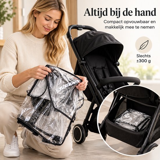Clerby - Regenhoes Kinderwagen Universeel - Wandelwagen - Buggyhoes - Waterdicht - Transparant — afbeelding 3