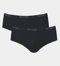 Twee zwarte Sloggi Basic Midi slips met een elastische tailleband met Sloggi-logo.