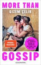 Boekomslag: twee 19e-eeuwse vrouwen fluisteren in een klassieke setting. Titel: More Than Gossip door Gizem Çelik.