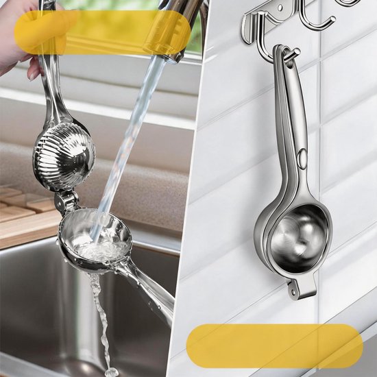 MIVRAY Citroenpers – Limoenpers - Handmatige Citroenpers - Hefboompers – voor Citroenen, Sinaasappels en Limoenen – Compact voor Keuken en – 19,5 cm – Zinklegering en Buiten -Zilver van MIVRAY — afbeelding 3