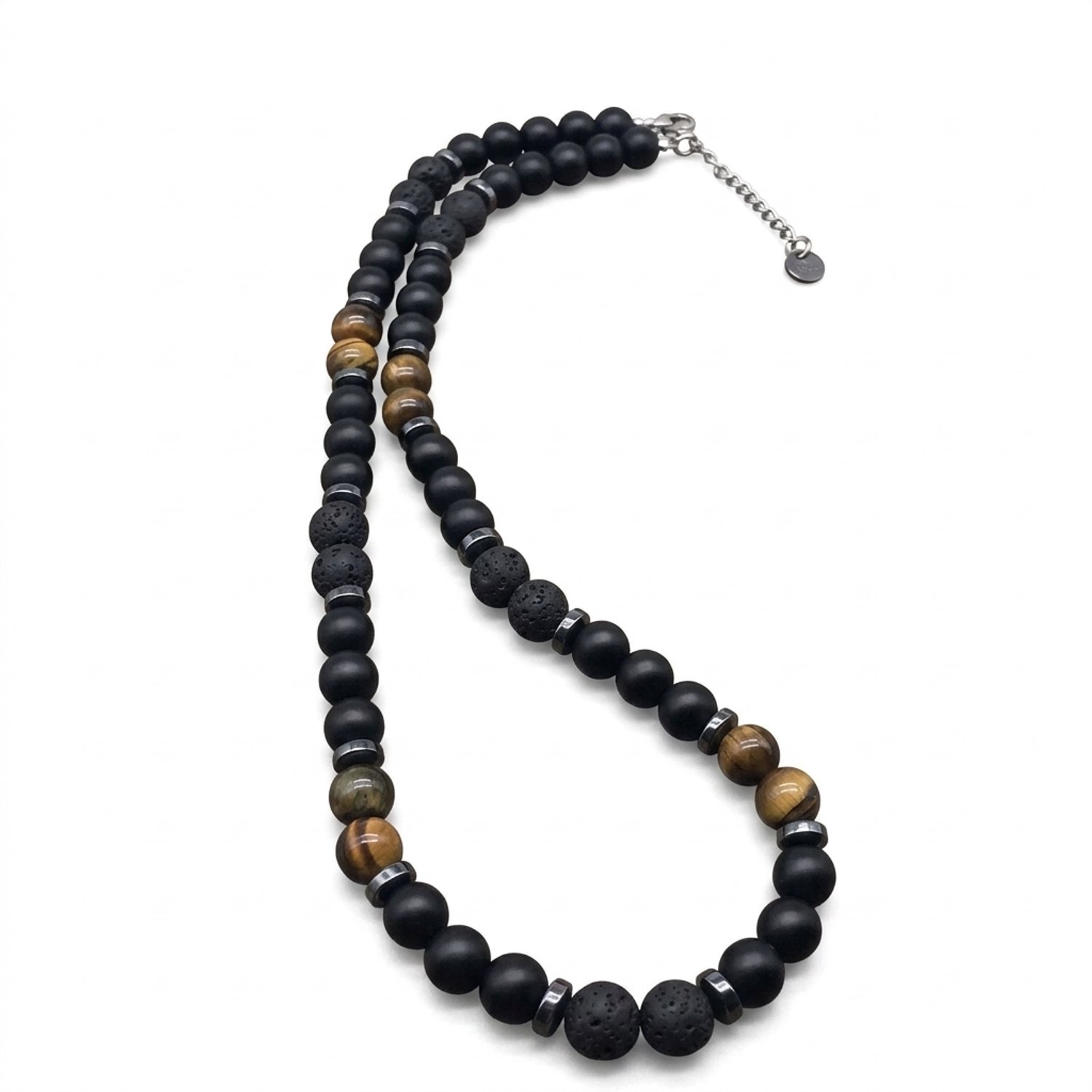 WiseGoods Natuursteen Kralenketting Tijgeroog - Edelstenen Kralen Ketting voor Dames en Heren - Cadeau Sieraad 60cm