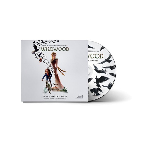 Wildwood soundtrack cd met hoesje en disc met kraaienpatroon op een witte achtergrond.