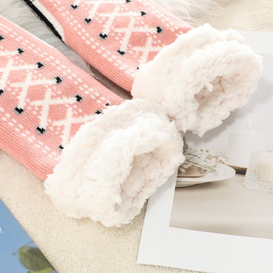 1 paar donkerblauwe dikke thermische sokken - geschikt voor damesmaten 35-40 - antislip loungesokken - acrylmateriaal - warm en comfortabel - geschikt voor dames — afbeelding 5
