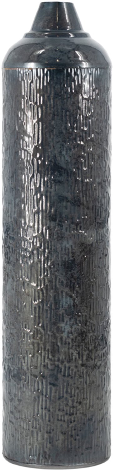 Metalen vaas striped blue stone
