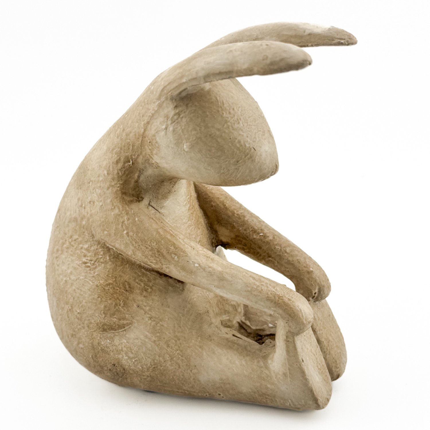 Aardewerk ornament konijn yoga beige