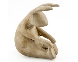 Aardewerk ornament konijn yoga beige
