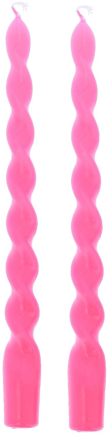 ARTYFETES - 2 Gedraaide dinerkaarsen roze 25 cm