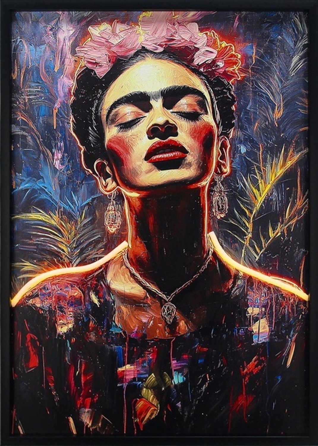 Schilderij met LED Frida Kahlo 50x70cm