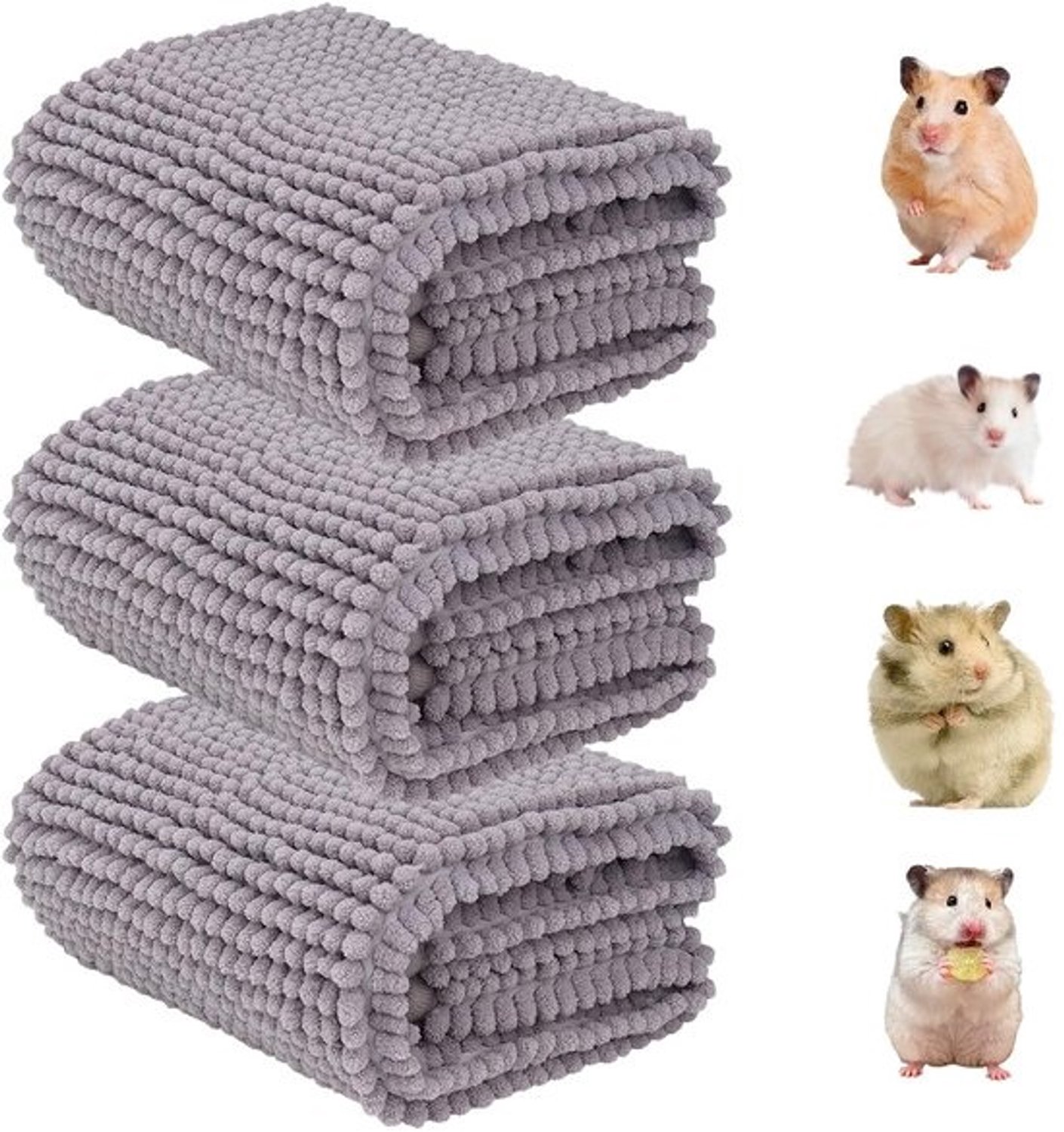 Solidchoice - 3 Stuks Wasbare Caviakooimatten - 60x40 cm - Grijs