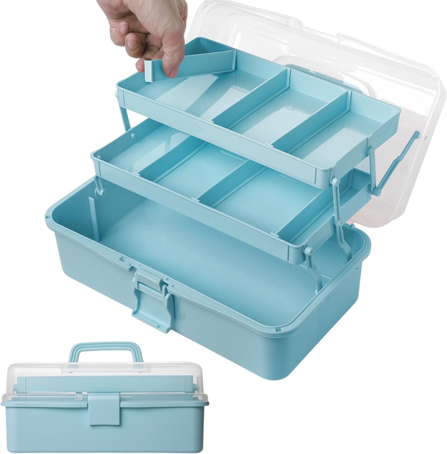 SNJY® Naaidoos Opbergbox - Naaibox - Naaikoffer - 17,5L x 33B x 14H cm - Blauw