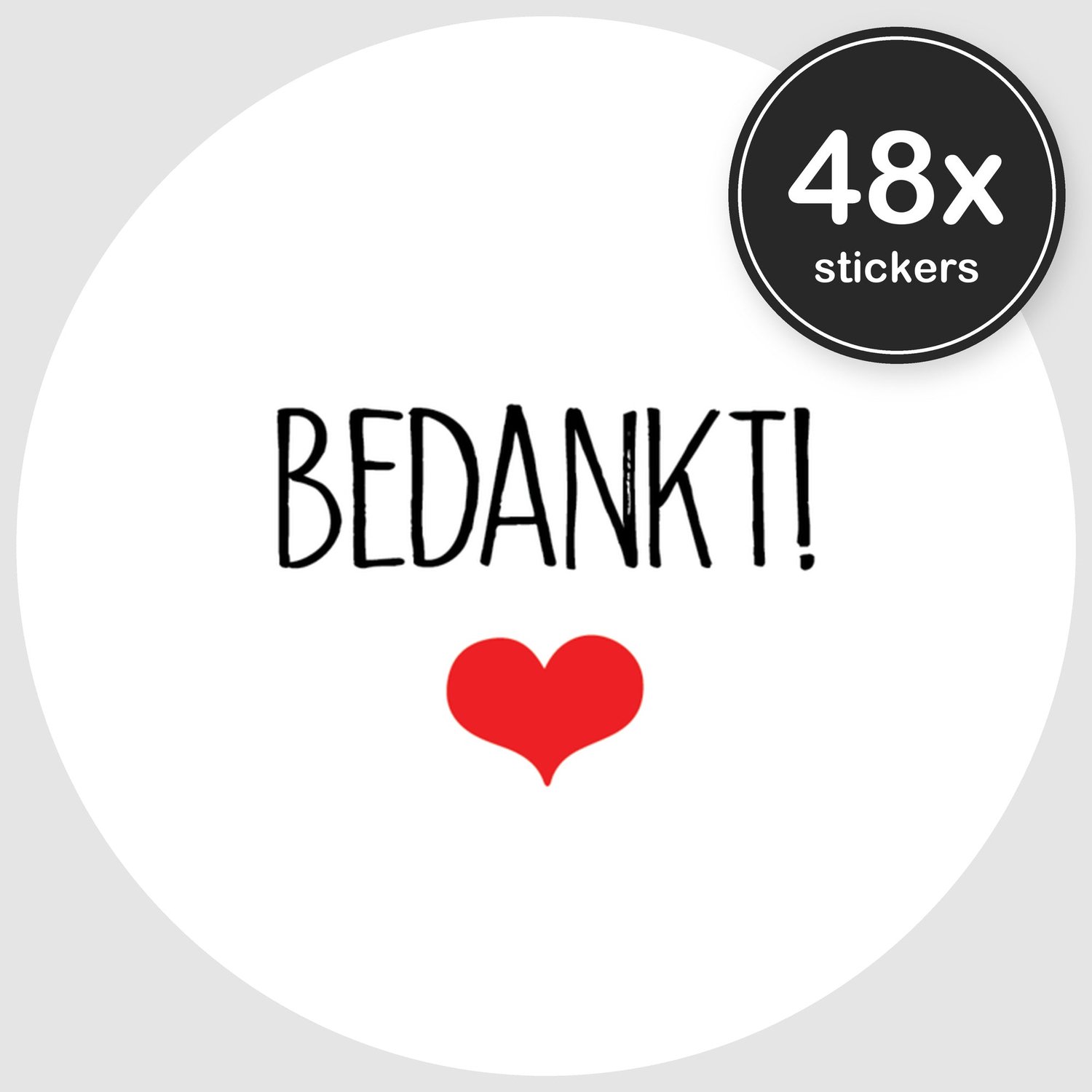 Sluitstickers Bedankt - 48 stuks - Rond 30 mm - Bedankt Stickers - Sluitzegel Envelop - Design 004