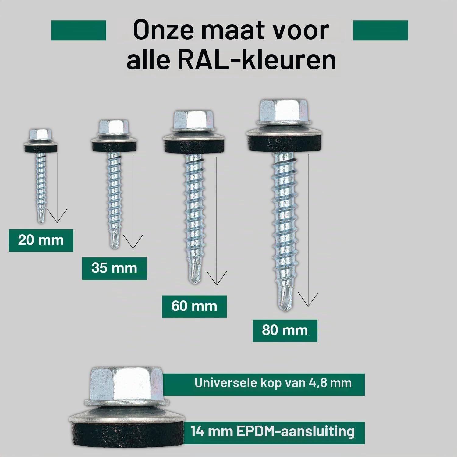 Dakpanplaatschroeven 4,8 x 35 mm - RAL 8012 roodbruin - met EPDM afdichtingsring - geschikt voor schroefverbindingen - 100 stuks - Vemera