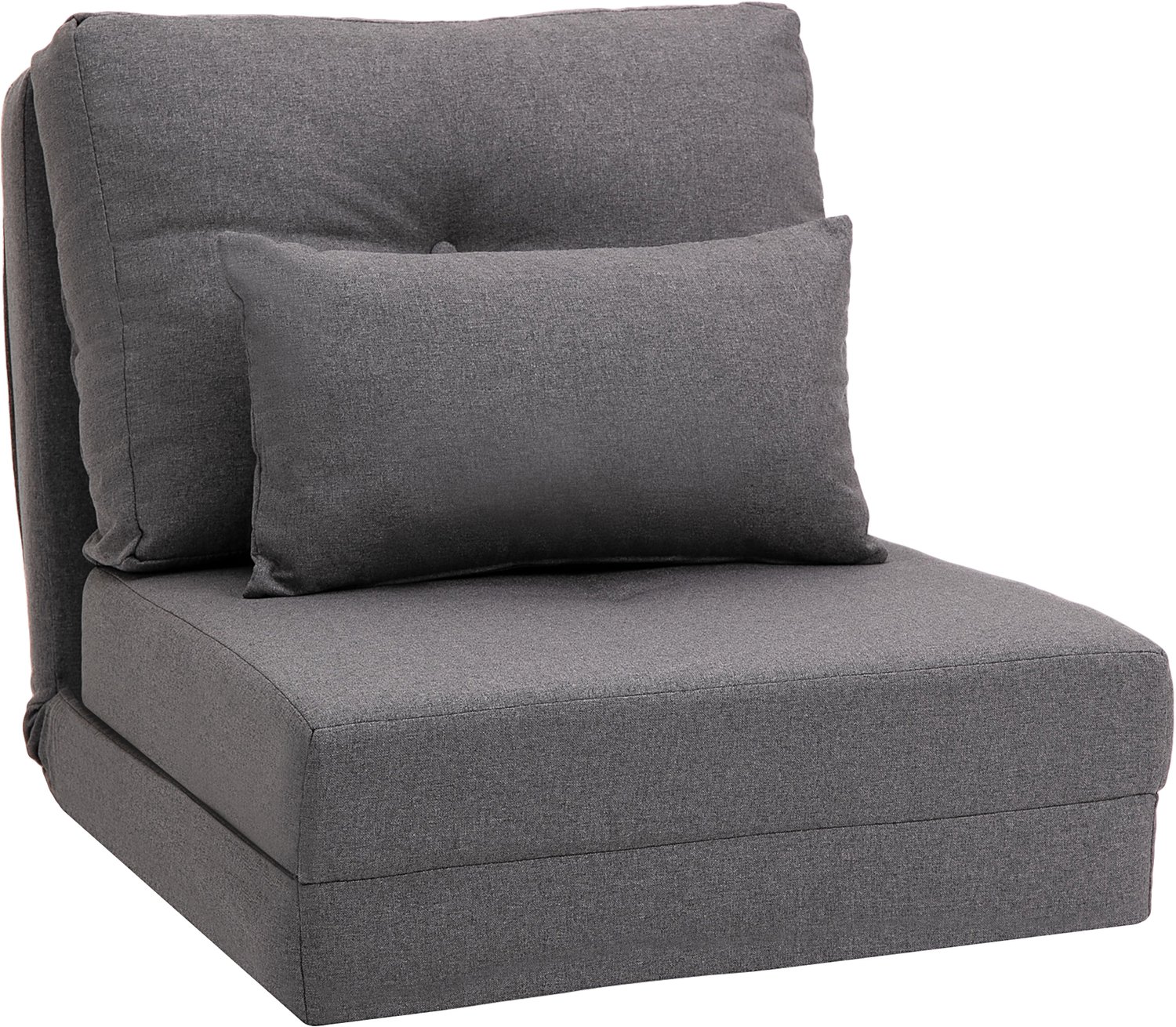 Homona Vloerfauteuil met slaapfunctie - Met in 5 standen verstelbare rugleuning en kussen - 60 x 80 x 56 cm - Donkergrijs