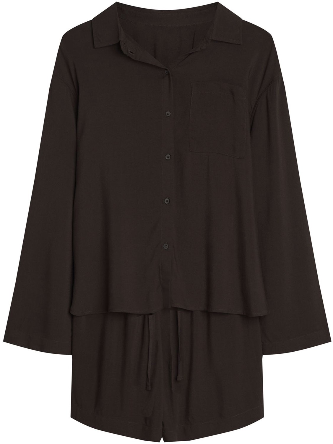 ESOTIQ Corenso - Damespyjamaset - Donkerbruin - Lange mouwen - 100% viscose