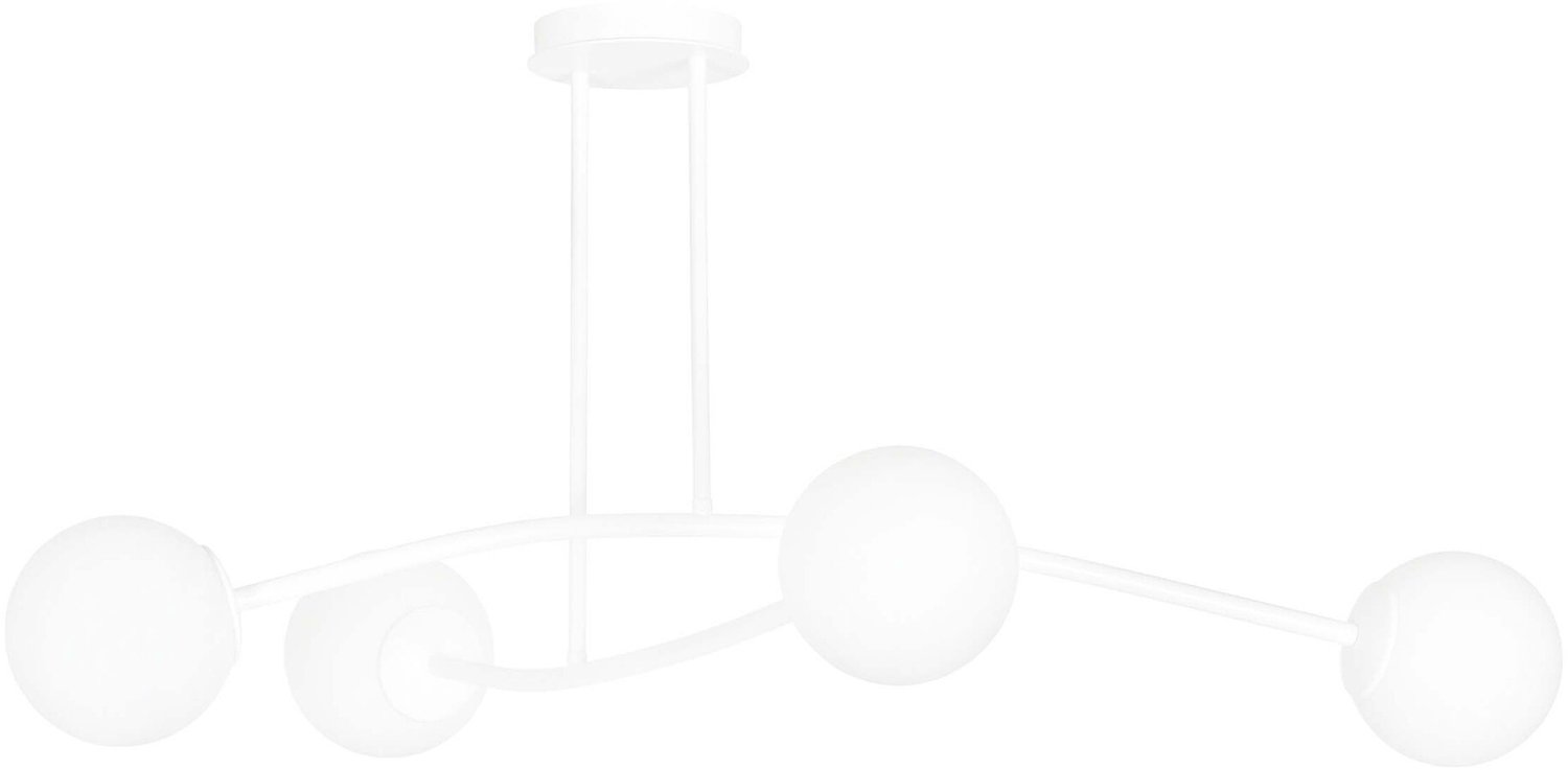 Emibig Lemvig witte eenvoudige hanglamp met wit glas 4 lampen E14 - Perfect voor elke moderne ruimte